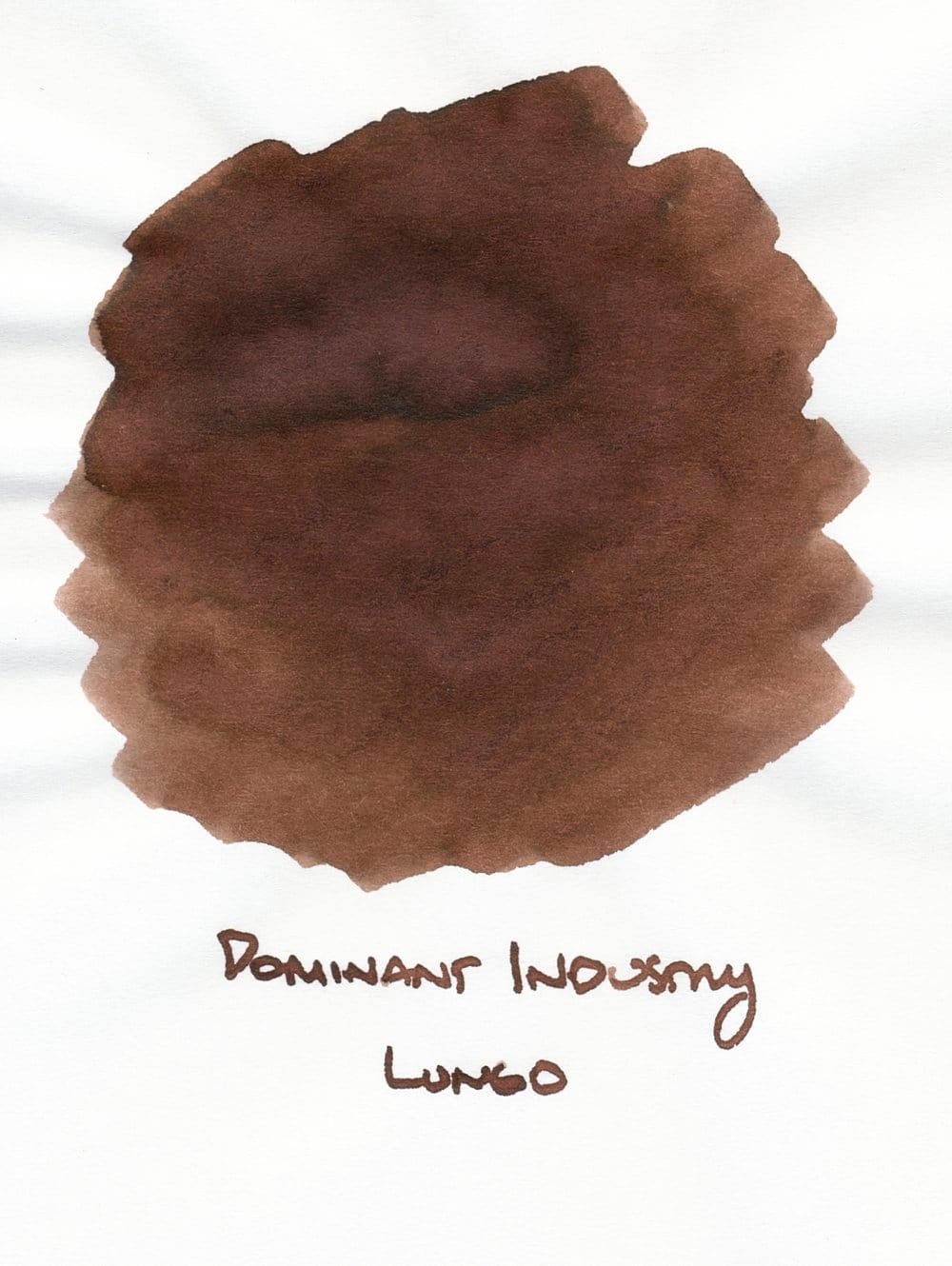 Ink swatch for Dominant Industry Lungo fountain pen ink, a medium-dark, cool brown