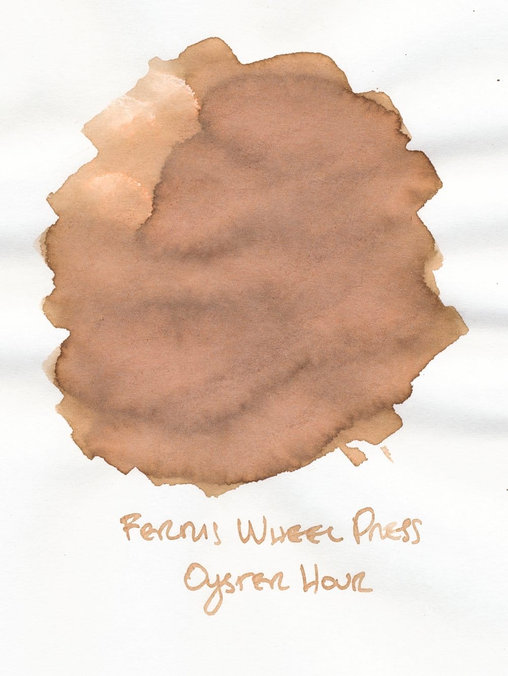 Ink swatch for Ferris Wheel Press Oyster Hour, a medium, beige with some pink and yellow tones