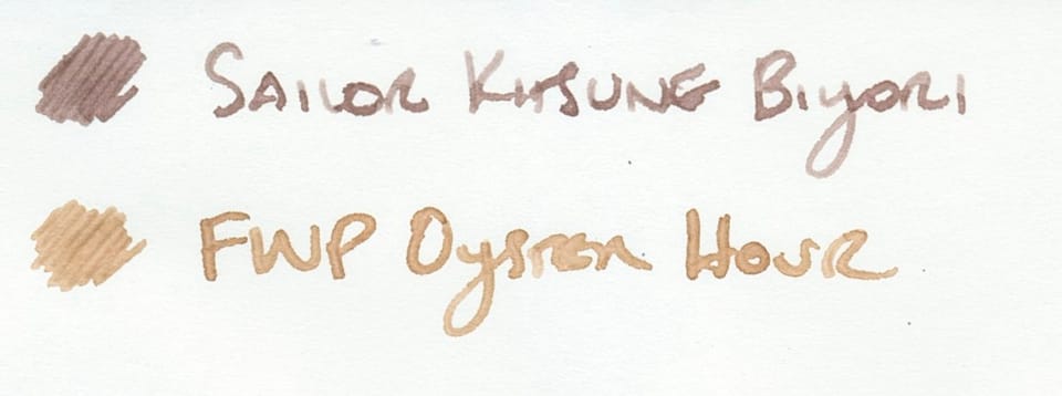 Ink Swatch Wednesday: Sailor Yurameku Kitsune Biyori and Ferris Wheel Press Oyster Hour