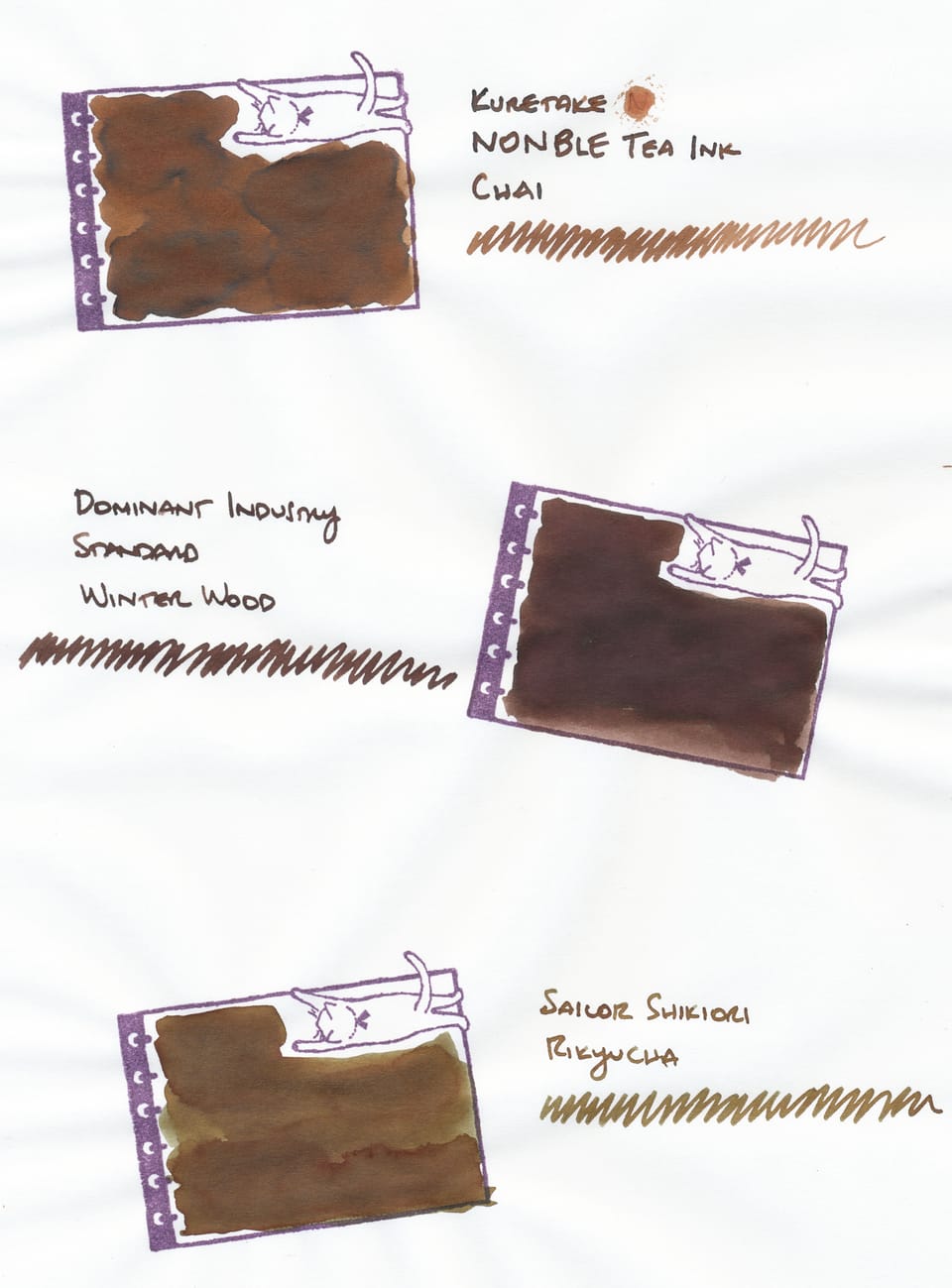 Ink Swatch Wednesday: A Couple More Browns and a Swampy Green